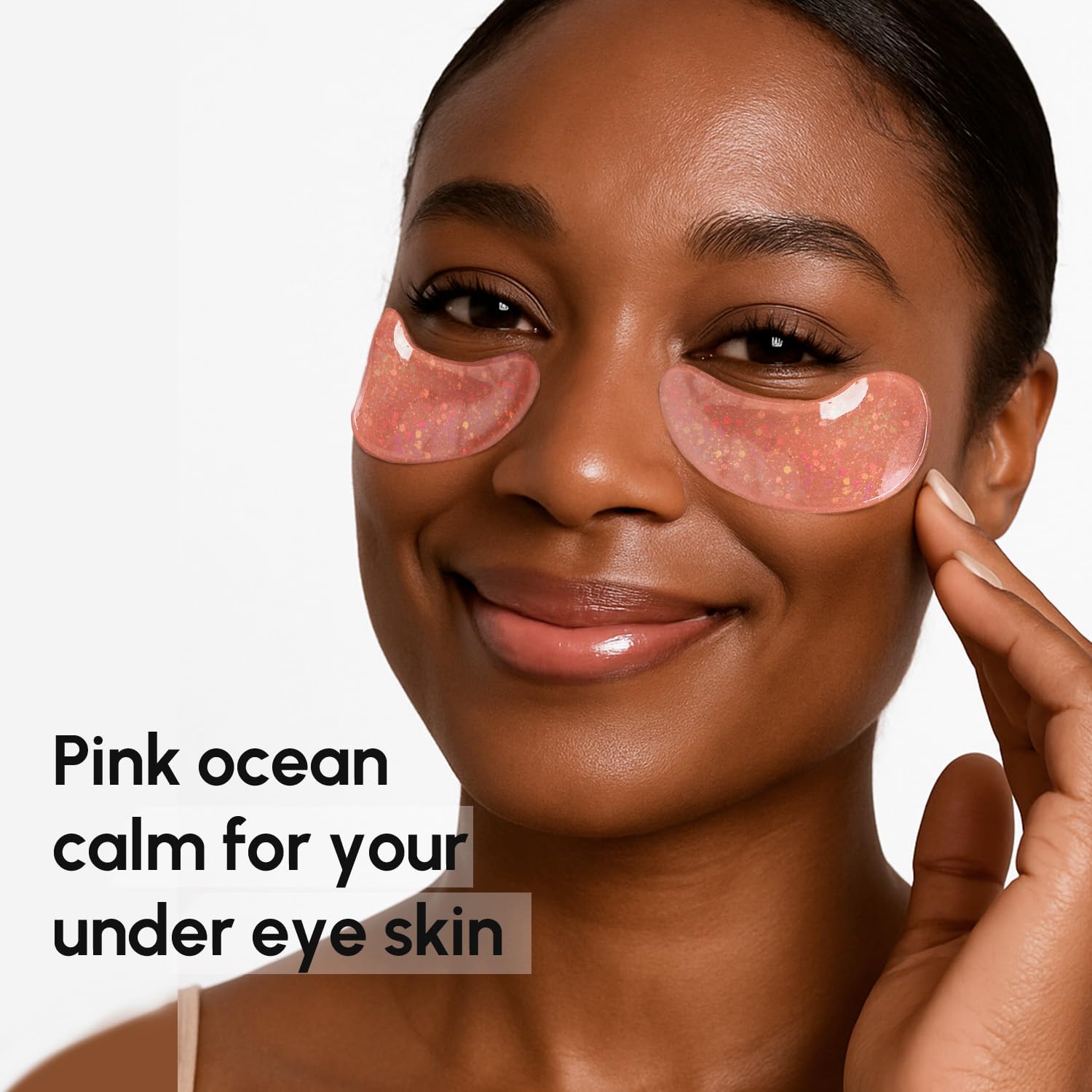 MAREE Pink Eye Gels being applied for soothing under-eye care.