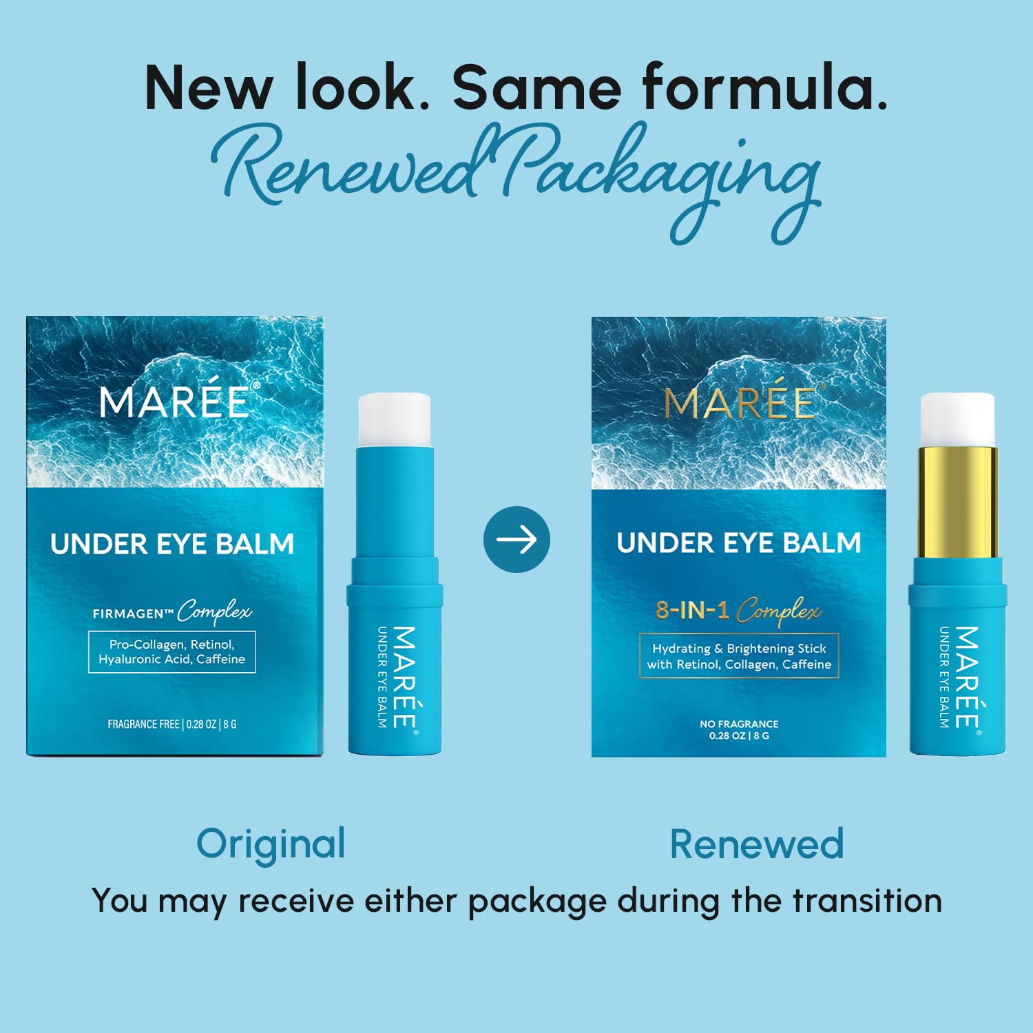 MAREE Retinol Under Eye Balm Stick close-up highlights brightening and targeted wrinkle care