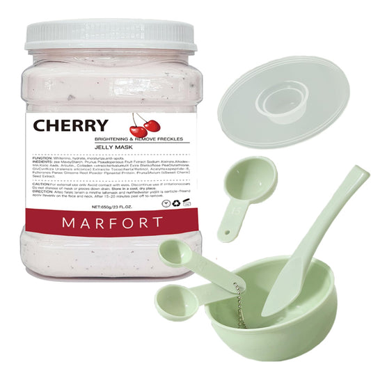 Marfort jelly mask jar on vanity, delivering hydrating pampering for glowing skin.