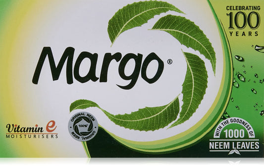 Margo Original Neem Soap bar close-up showing rich lather for daily cleansing.