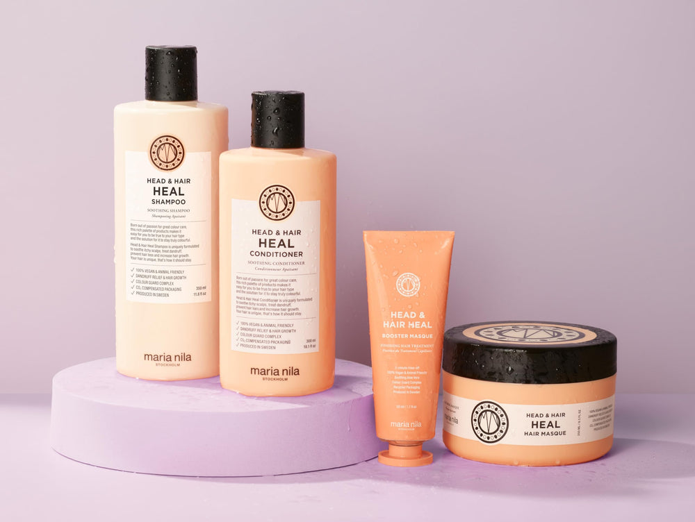 Maria Nila Head & Hair Heal application scene with conditioner on damp hair.