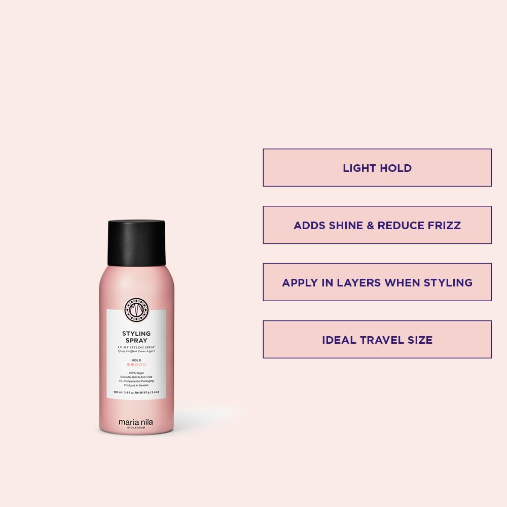 Maria Nila Styling Spray being used during blow-dry for a smooth finish.