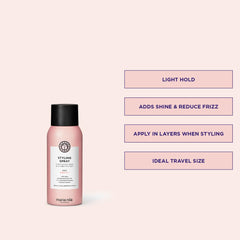 Maria Nila Styling Spray being used during blow-dry for a smooth finish.