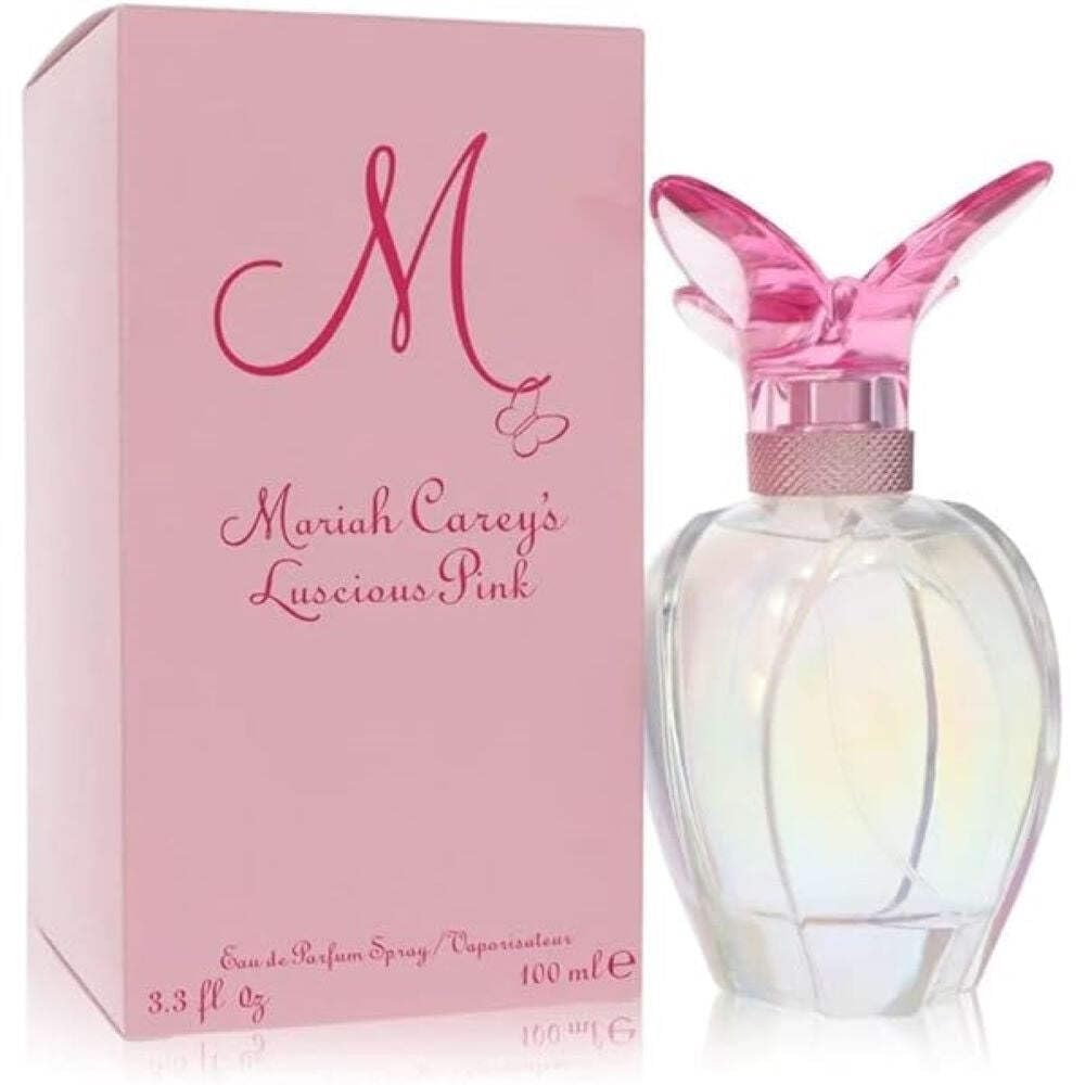 Mariah Carey Luscious Pink bottle pour highlights elegant design and mood-enhancing aroma.