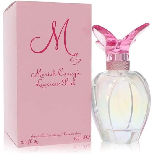 Mariah Carey Luscious Pink bottle pour highlights elegant design and mood-enhancing aroma.