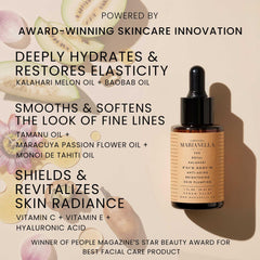 Marianella serum texture close-up showing fast absorption and non-greasy feel.