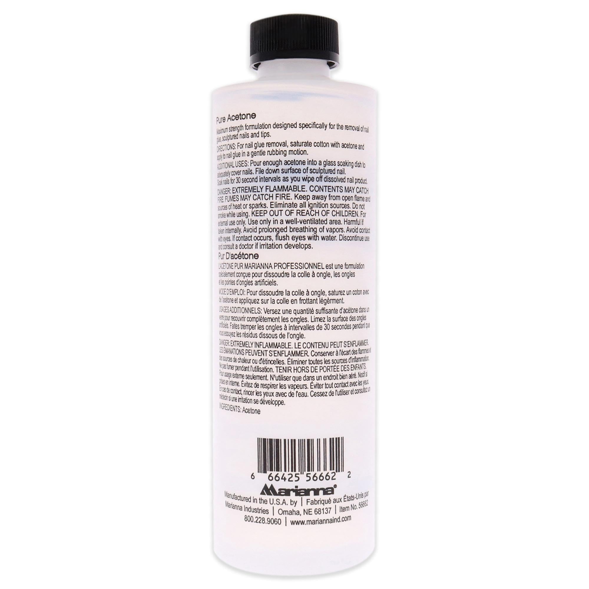 Marianna Pure Acetone packaging front showing 16 oz bottle for easy storage