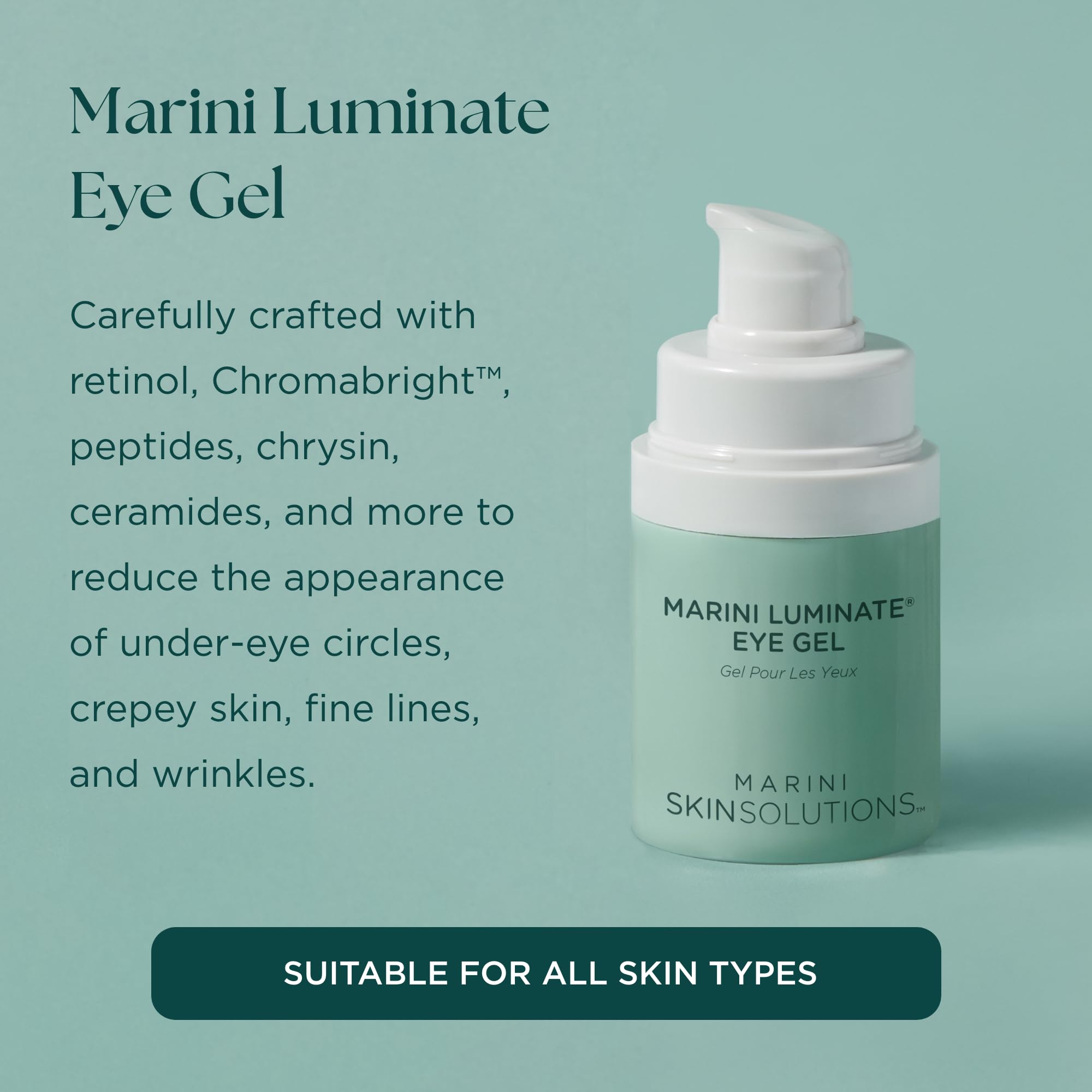 Marini SkinSolutions Luminate Eye Gel texture close-up on creamy gel