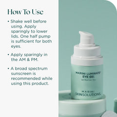 Marini SkinSolutions Luminate Eye Gel tube cap for precise dispensing