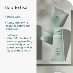 Marini SkinSolutions tinted bottle displaying water resistance up to 80 minutes