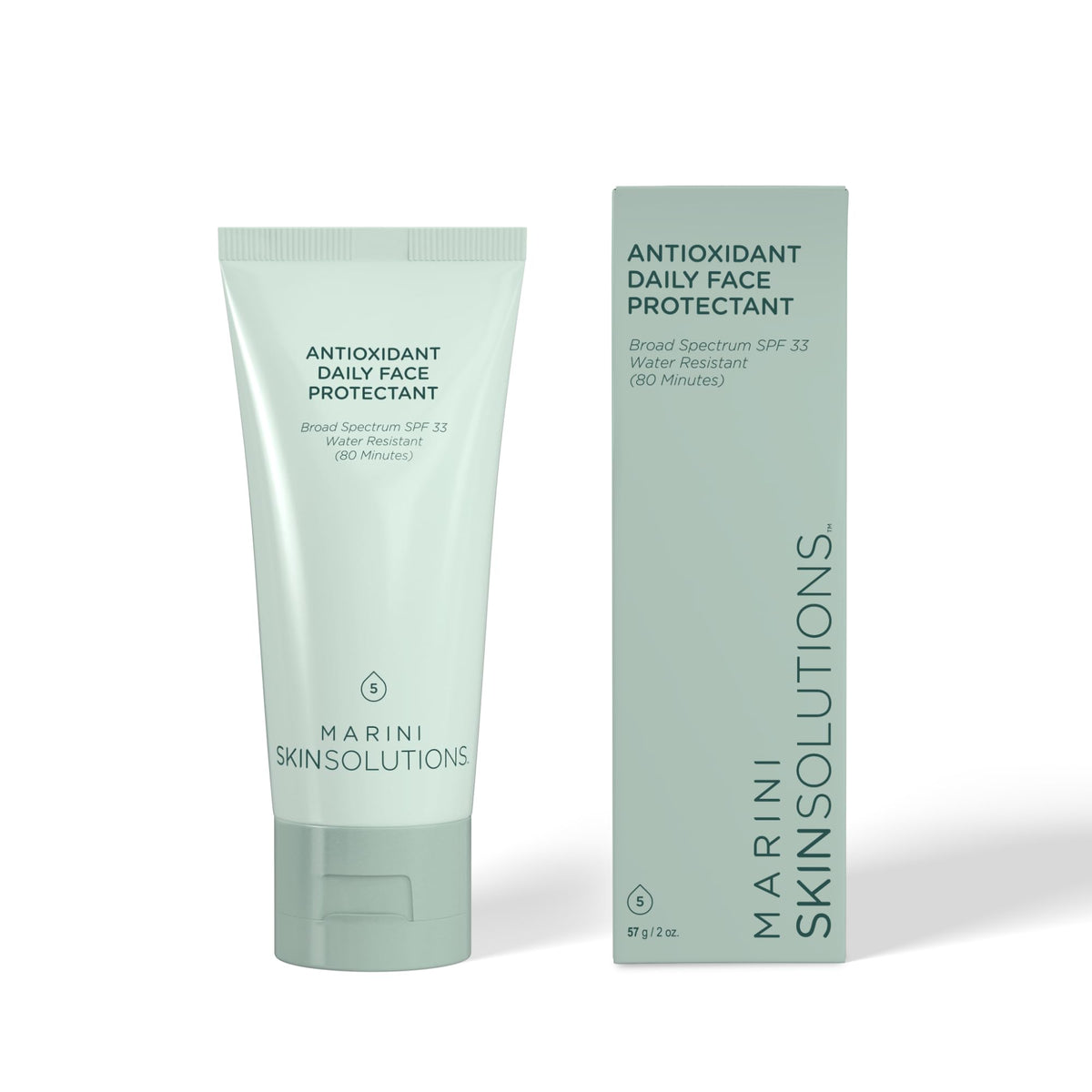 Marini SkinSolutions antioxidant daily face protectant bottle demonstrates lightweight protection