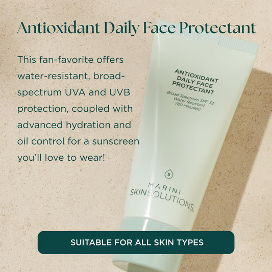 Marini SkinSolutions SPF 33 bottle emphasizes broad-spectrum sun defense