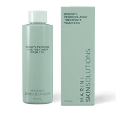 Marini SkinSolutions benzoyl peroxide wash bottle front showing acne care focus.