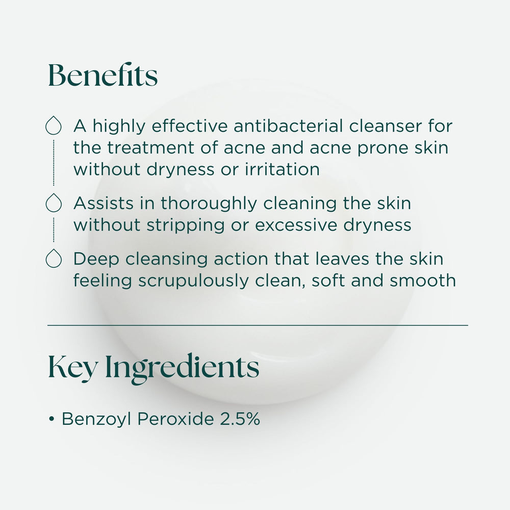 Marini SkinSolutions benzoyl peroxide wash foam application shows gentle cleansing for oily skin.