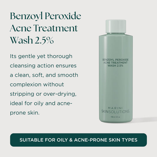 Marini SkinSolutions benzoyl peroxide wash lather closeup highlighting foam action for cleansing.