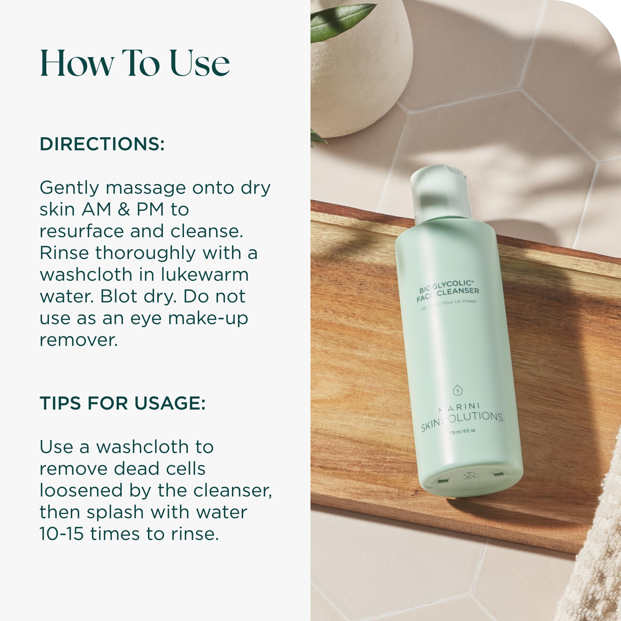 Marini SkinSolutions Bioglycolic cleanser poured into hand for cleansing