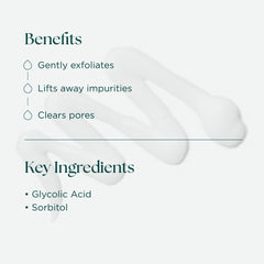 Close-up texture of Bioglycolic cleanser showing light non-foaming formula