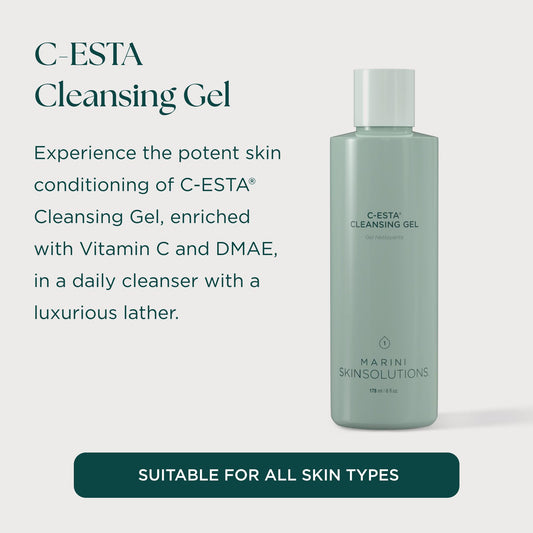 Marini SkinSolutions C-ESTA cleansing gel lather closeup shows creamy foam.
