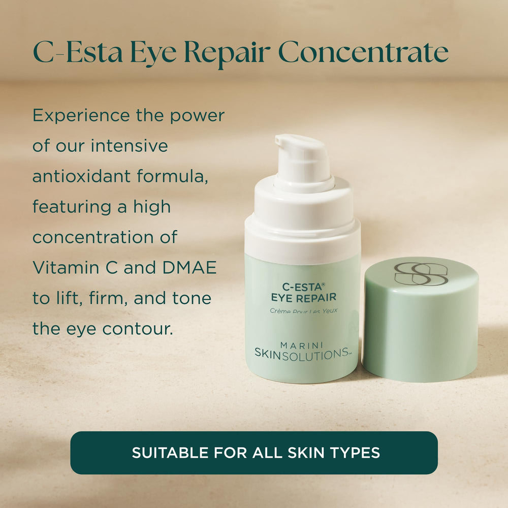 Marini SkinSolutions C-ESTA Eye Repair jar closeup, creamy texture for under-eye care