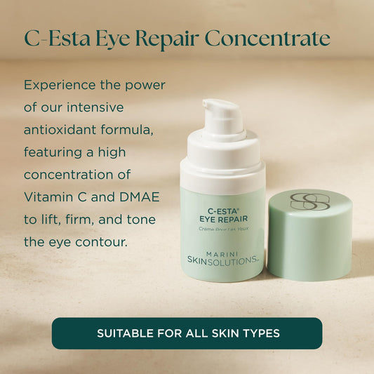 Marini SkinSolutions C-ESTA Eye Repair jar closeup, creamy texture for under-eye care