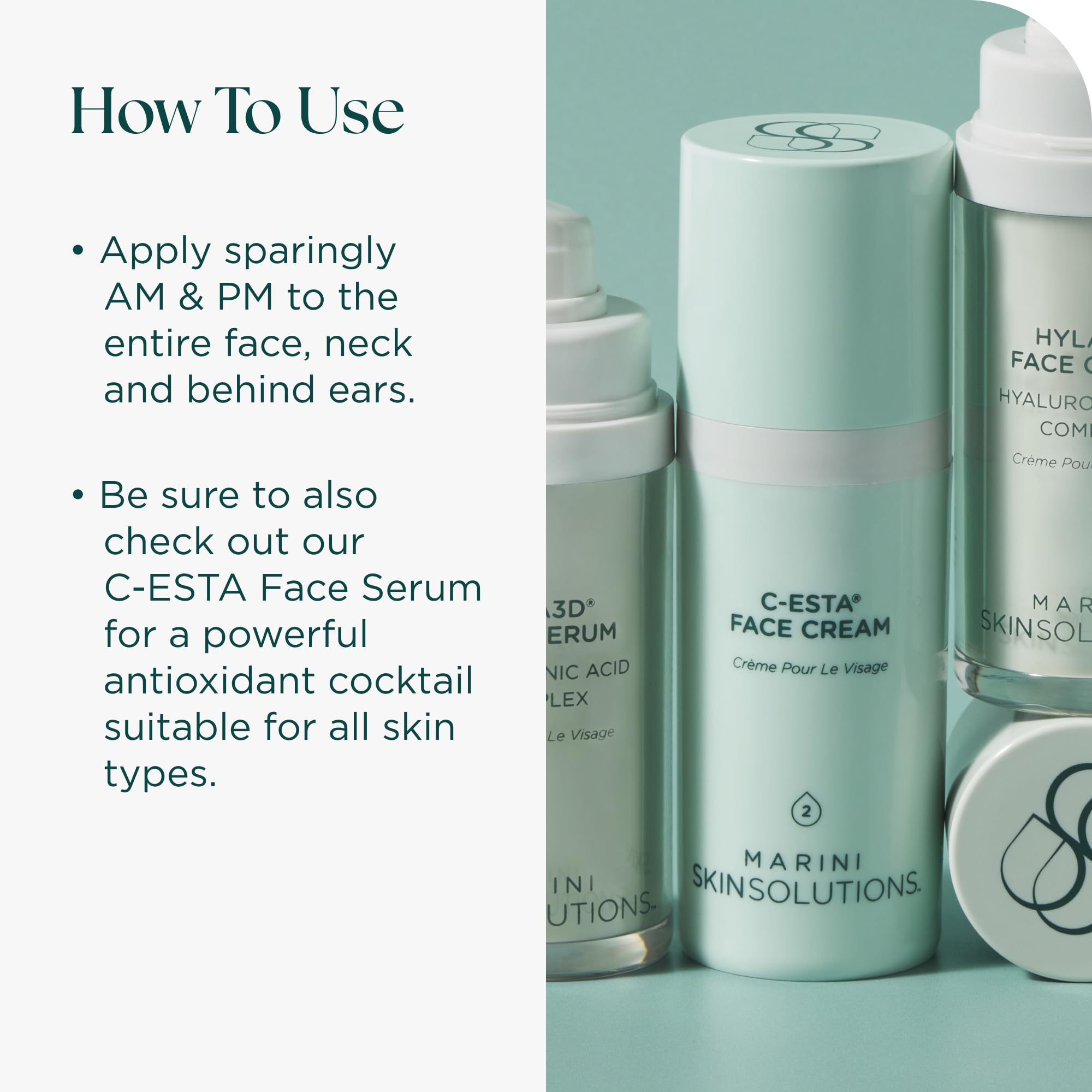 Marini SkinSolutions C-ESTA texture close-up showing rich, creamy consistency