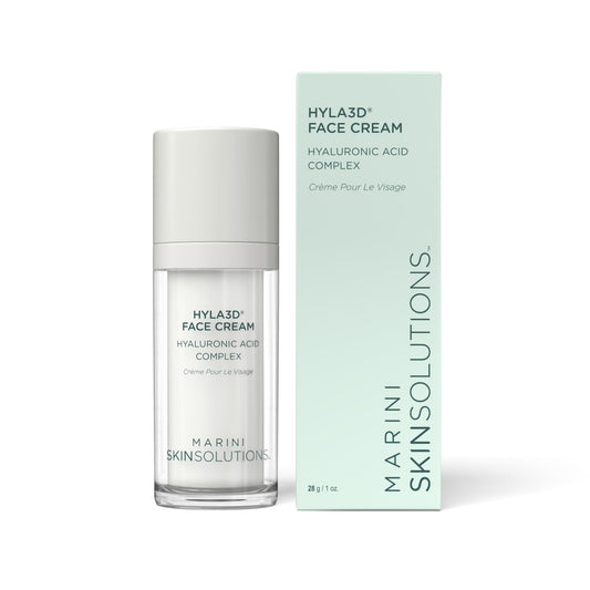 Marini SkinSolutions Hyla3D face cream bottle delivers lightweight hydration for all skin types