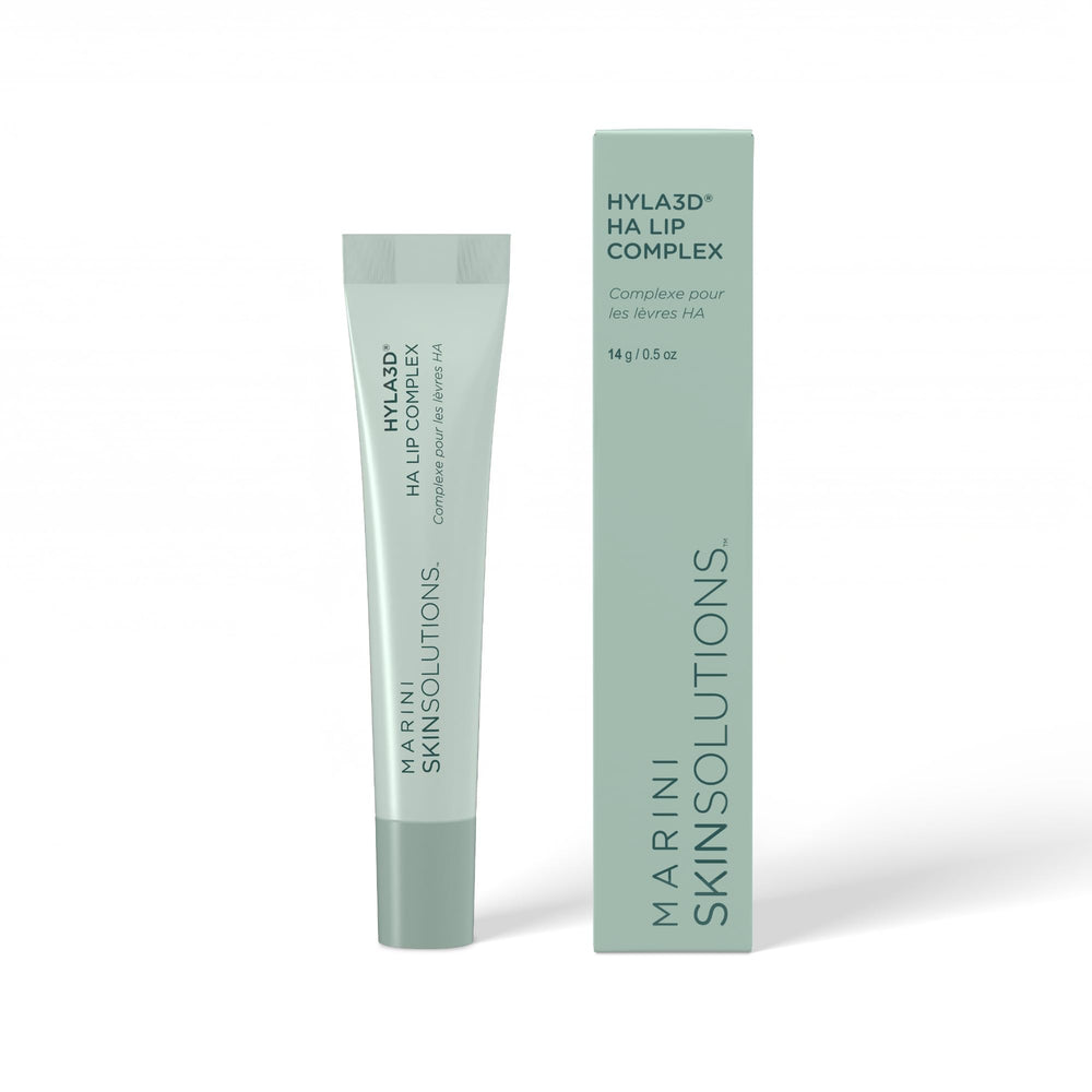 Marini SkinSolutions Hyla3D Lip Complex packaging shows hydration-focused lip care