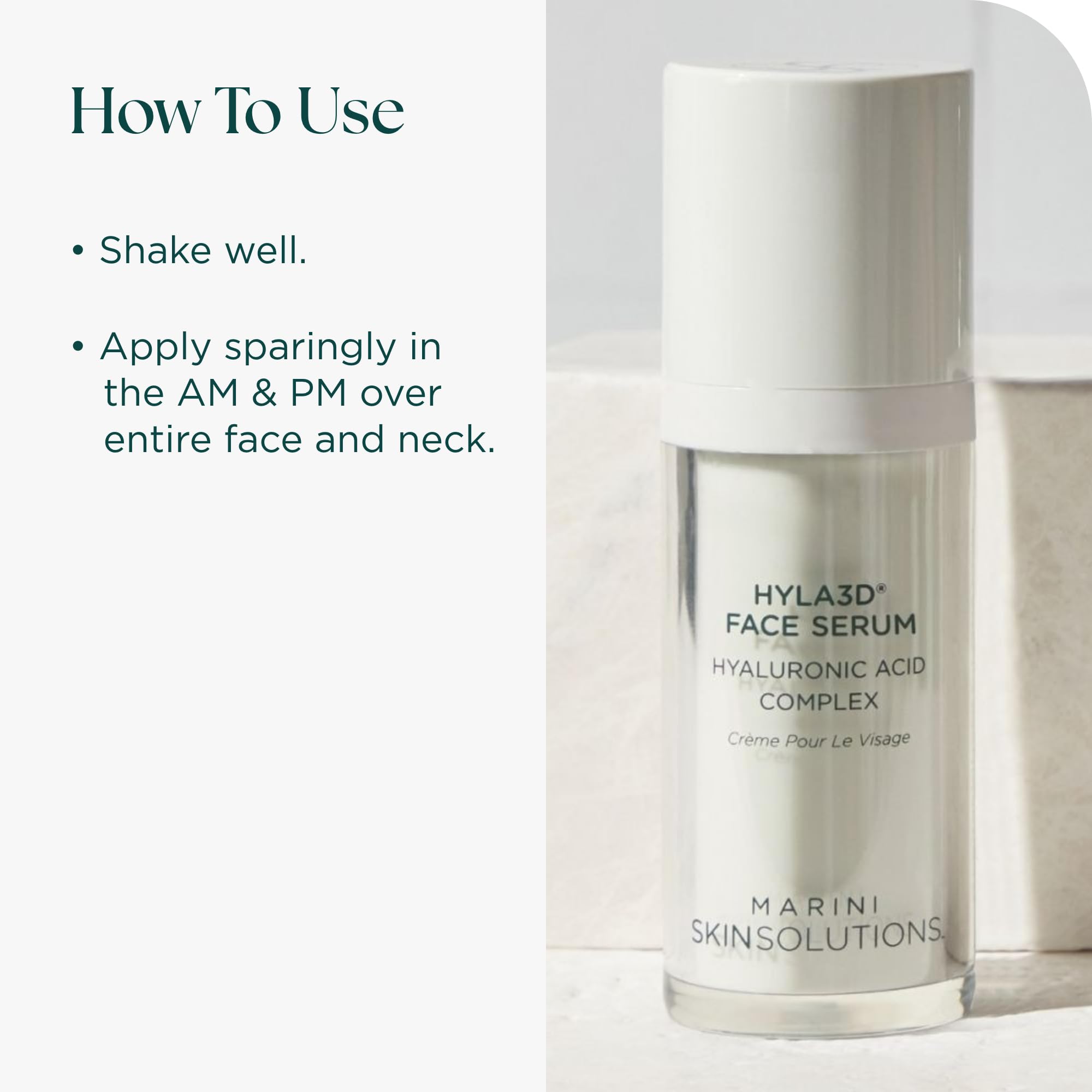 Marini SkinSolutions Hyla3D serum packaging box emphasizing USA quality