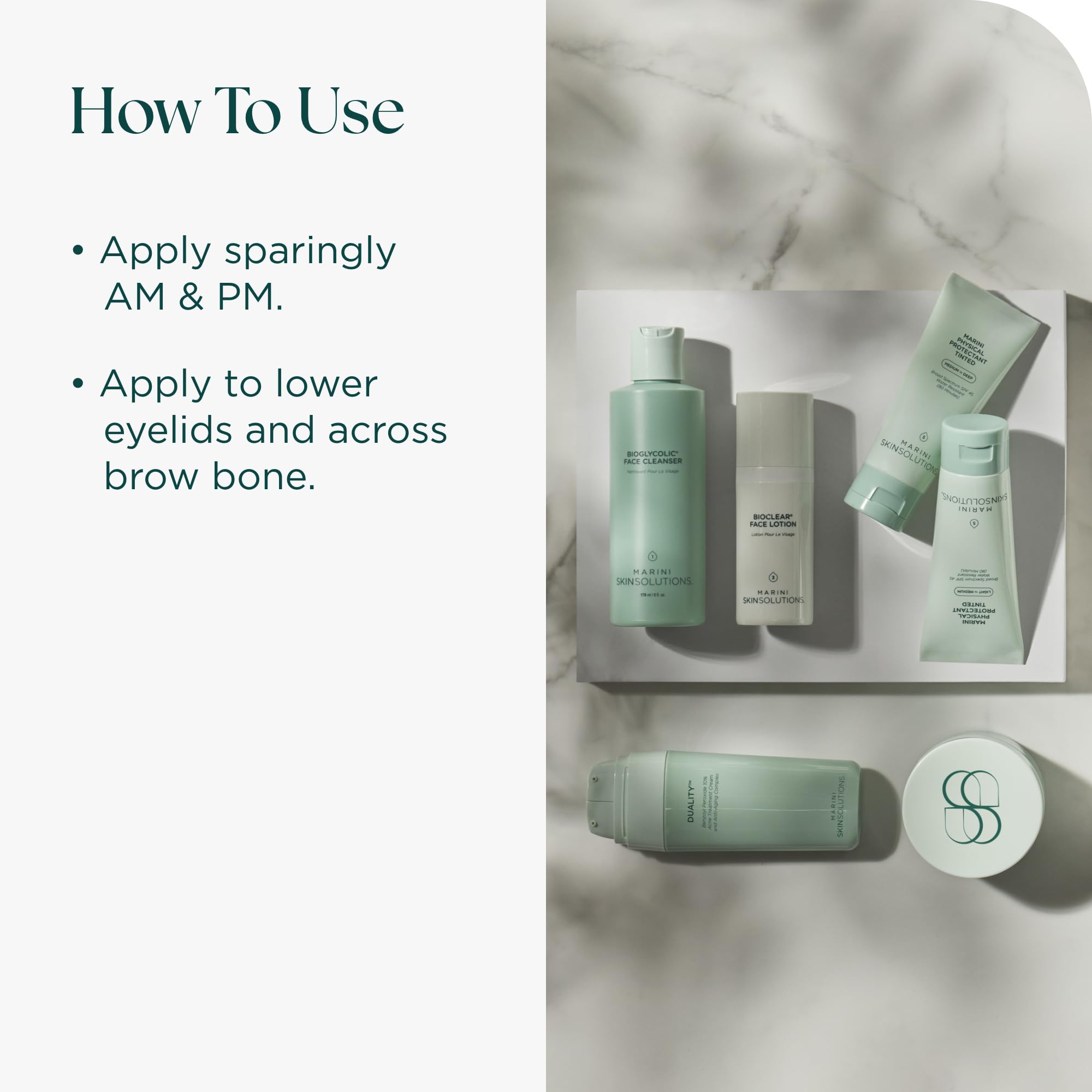 Macro view of peptides, growth factors, and hyaluronic acid ingredients in Marini formula