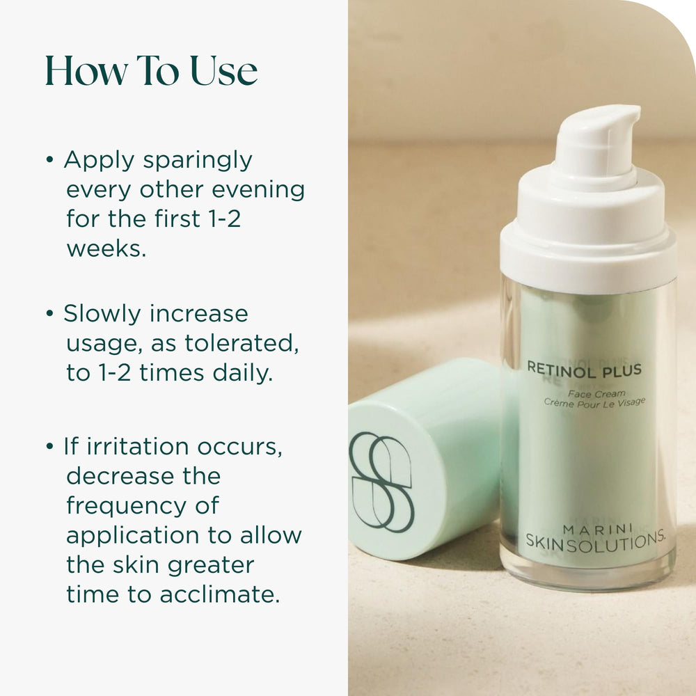 Marini SkinSolutions Retinol Plus luminosity shot suggests brighter, more radiant skin texture.