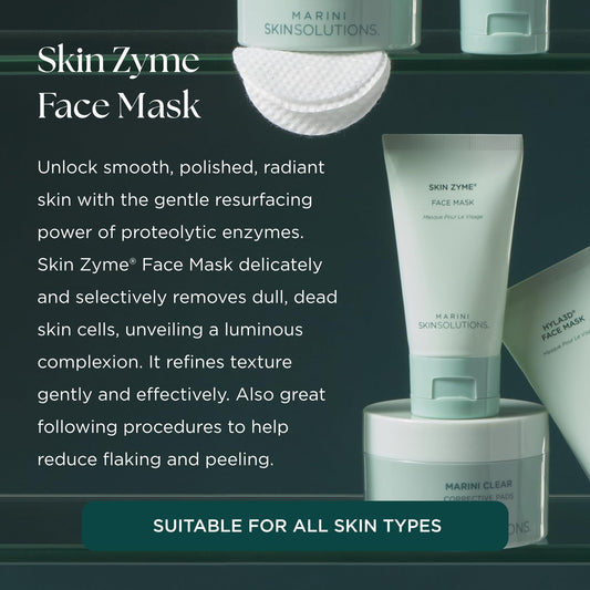 Application scene of Skin Zyme mask, smooths texture with papaya enzymes.