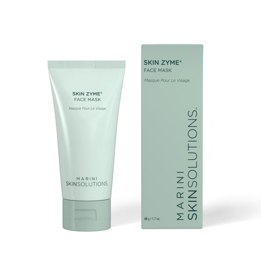 Marini SkinSolutions Skin Zyme mask jar shown, gentle enzyme exfoliation for a radiant complexion.
