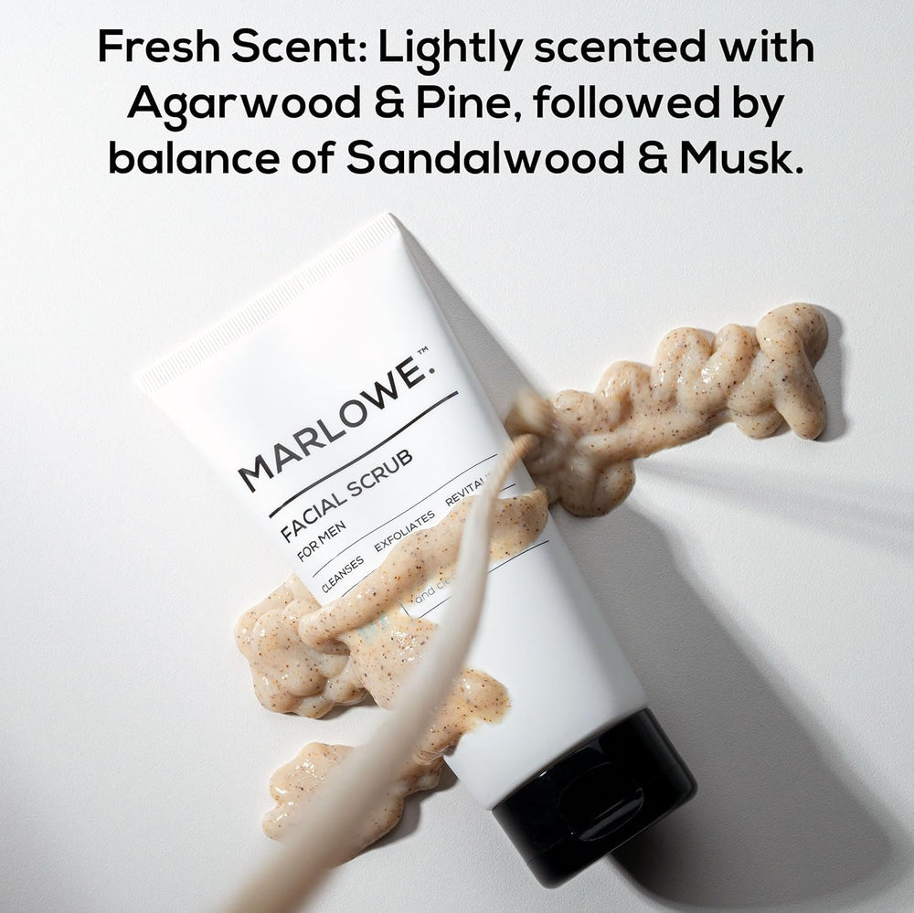 MARLOWE moisturizer scent blend aloe and citrus shown in bottle texture.