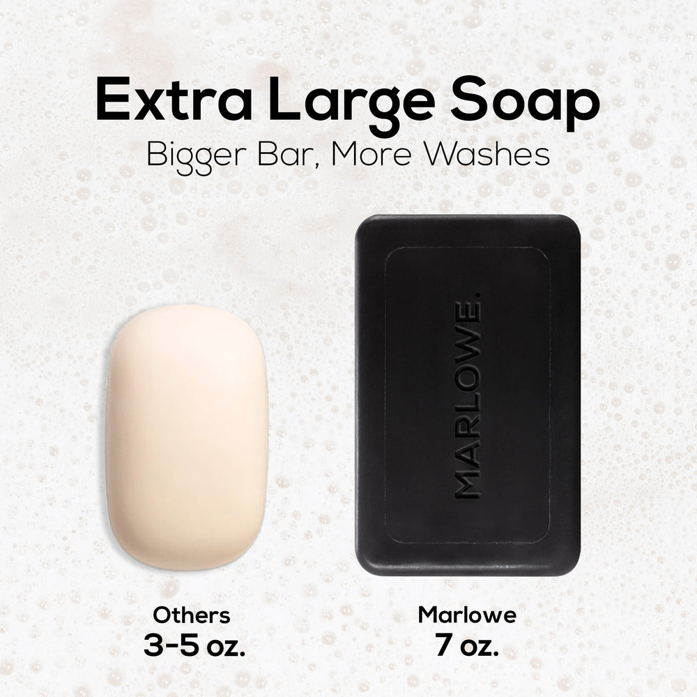 MARLOWE No. 106 charcoal soap recyclable packaging supports sustainable grooming.