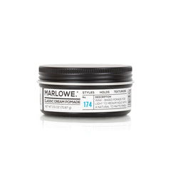 Marlowe No. 174 pomade jar front with classic design and conditioning formula.
