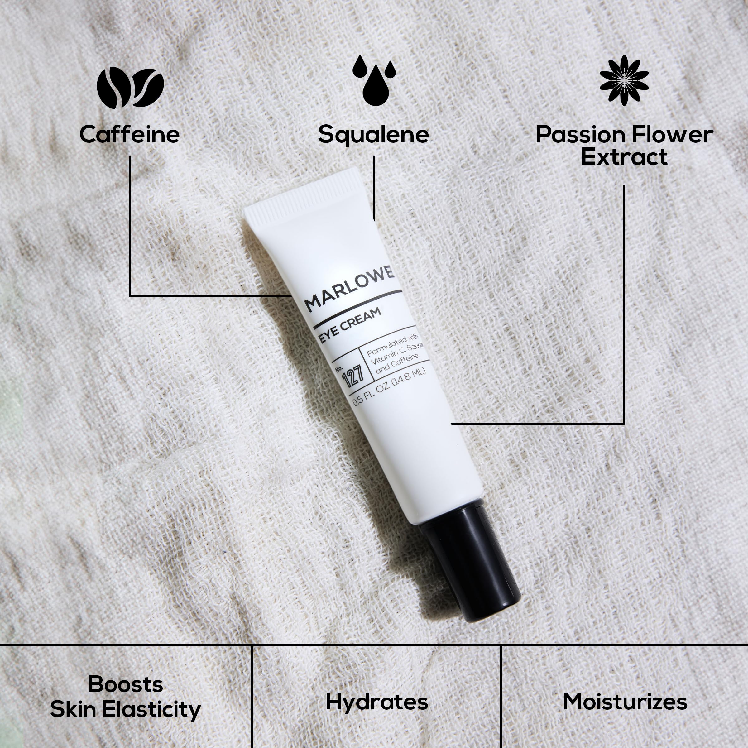 MARLOWE No.127 vitamin C focus suggests brightness for tired-looking under-eye areas