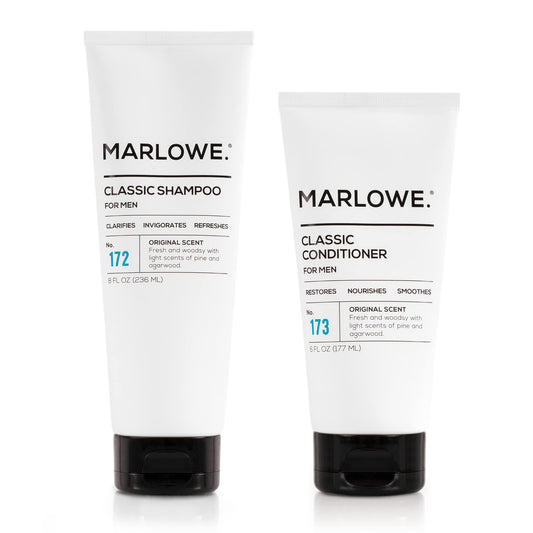 MARLOWE No.172 shampoo bottle shown for everyday cleansing and hydration