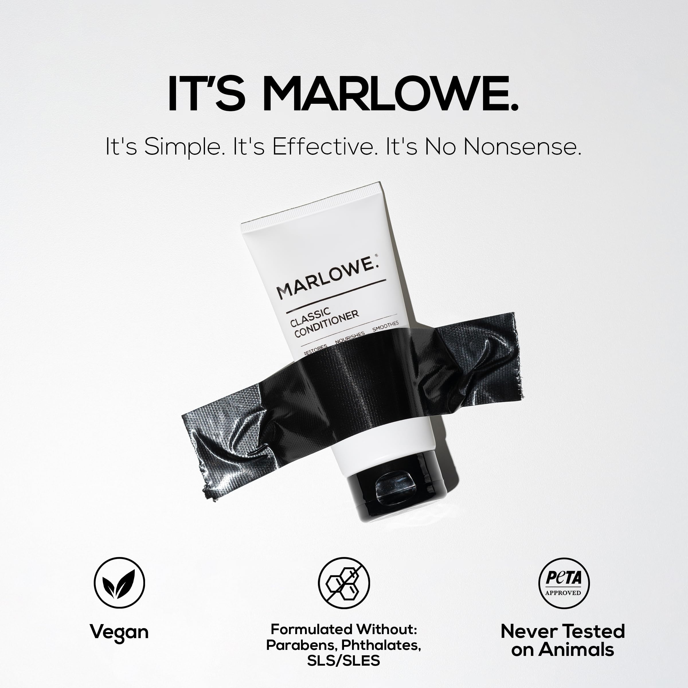 MARLOWE No.173 conditioner bottle close-up, creamy formula for smoother ends