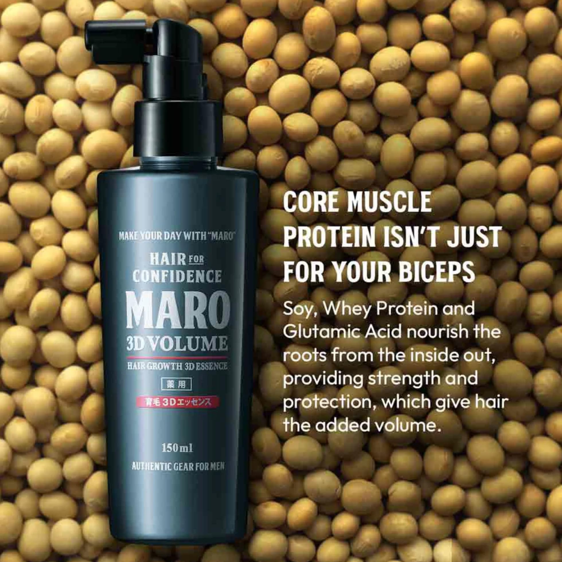 MARO 3D Volume 150ml packaging highlights silicone-free conditioning for men