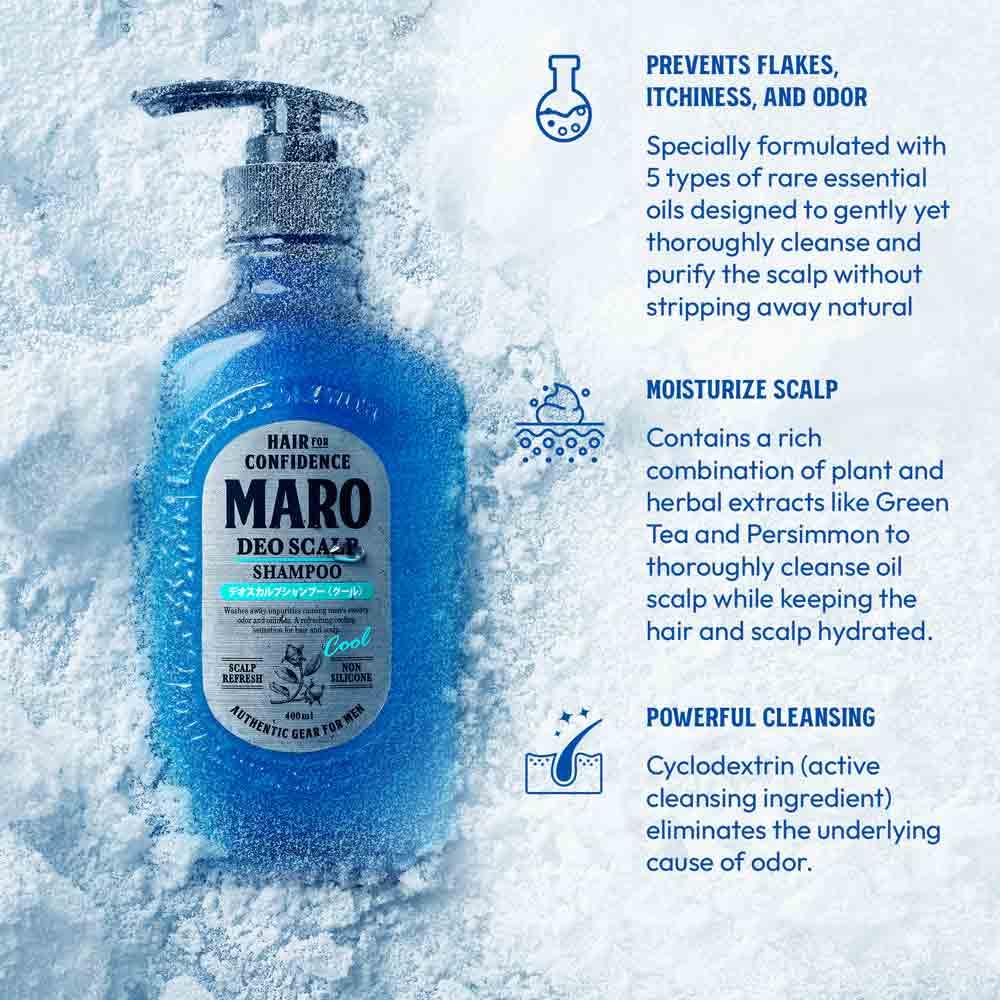 MARO Deo Scalp Shampoo being massaged onto scalp for a cooling cleanse