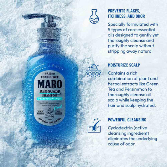 MARO Deo Scalp Shampoo being massaged onto scalp for a cooling cleanse