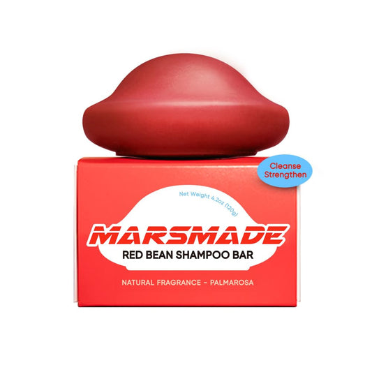 Mars Made Red Bean Shampoo Bar 2.0 in hand shows color-safe cleansing and nourishment