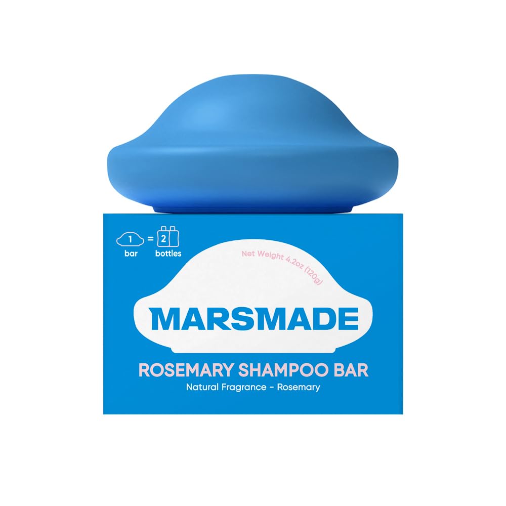 Mars Made Rosemary Shampoo Bar 2.0 front view showing compact, bottle-free design for eco living.