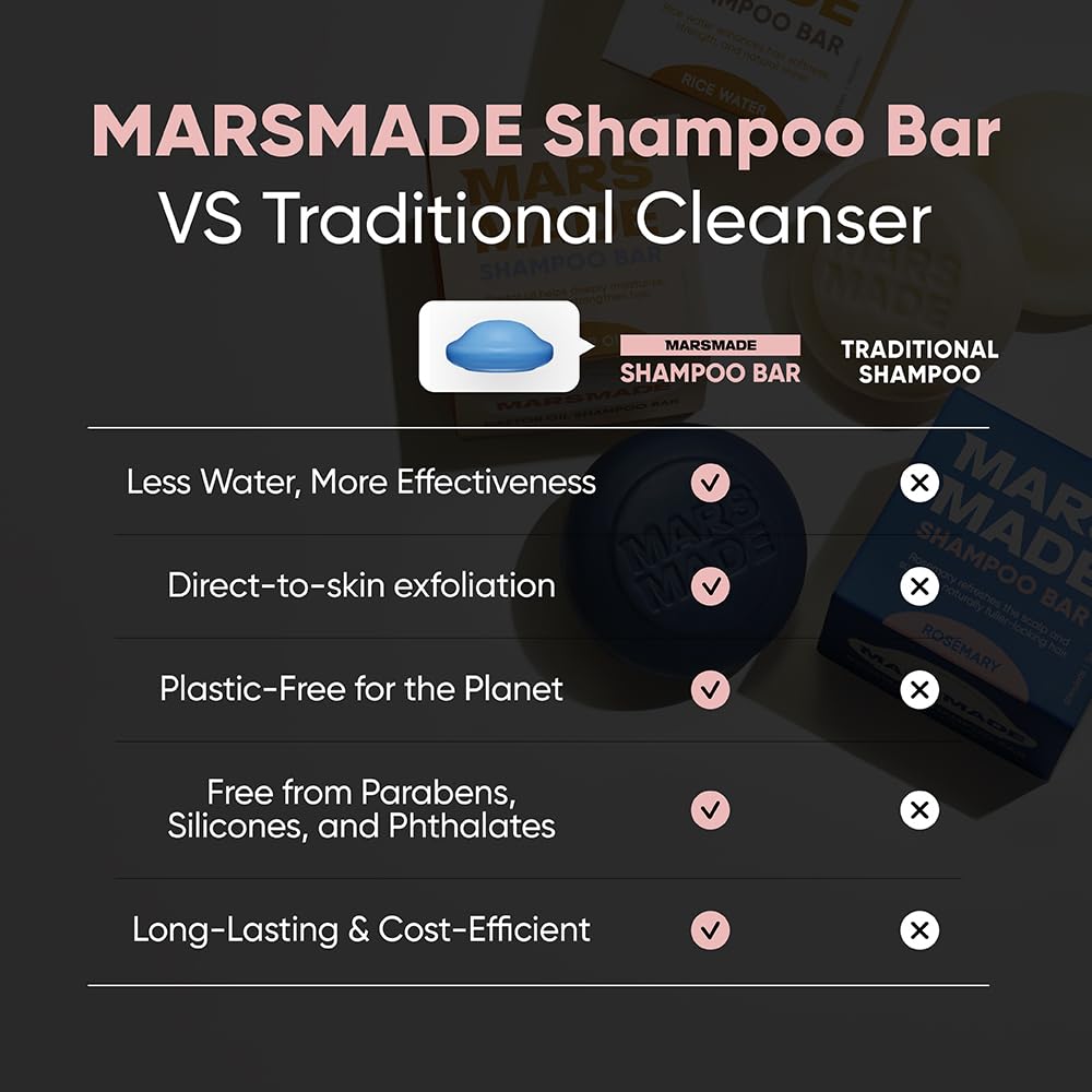 Sustainable bottle-free design of Mars Made Rosemary Shampoo Bar reduces waste.