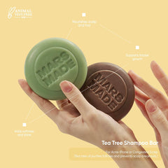 Mars Made Tea Tree Shampoo Bar olive oil ingredient closeup showing nourishing oils.
