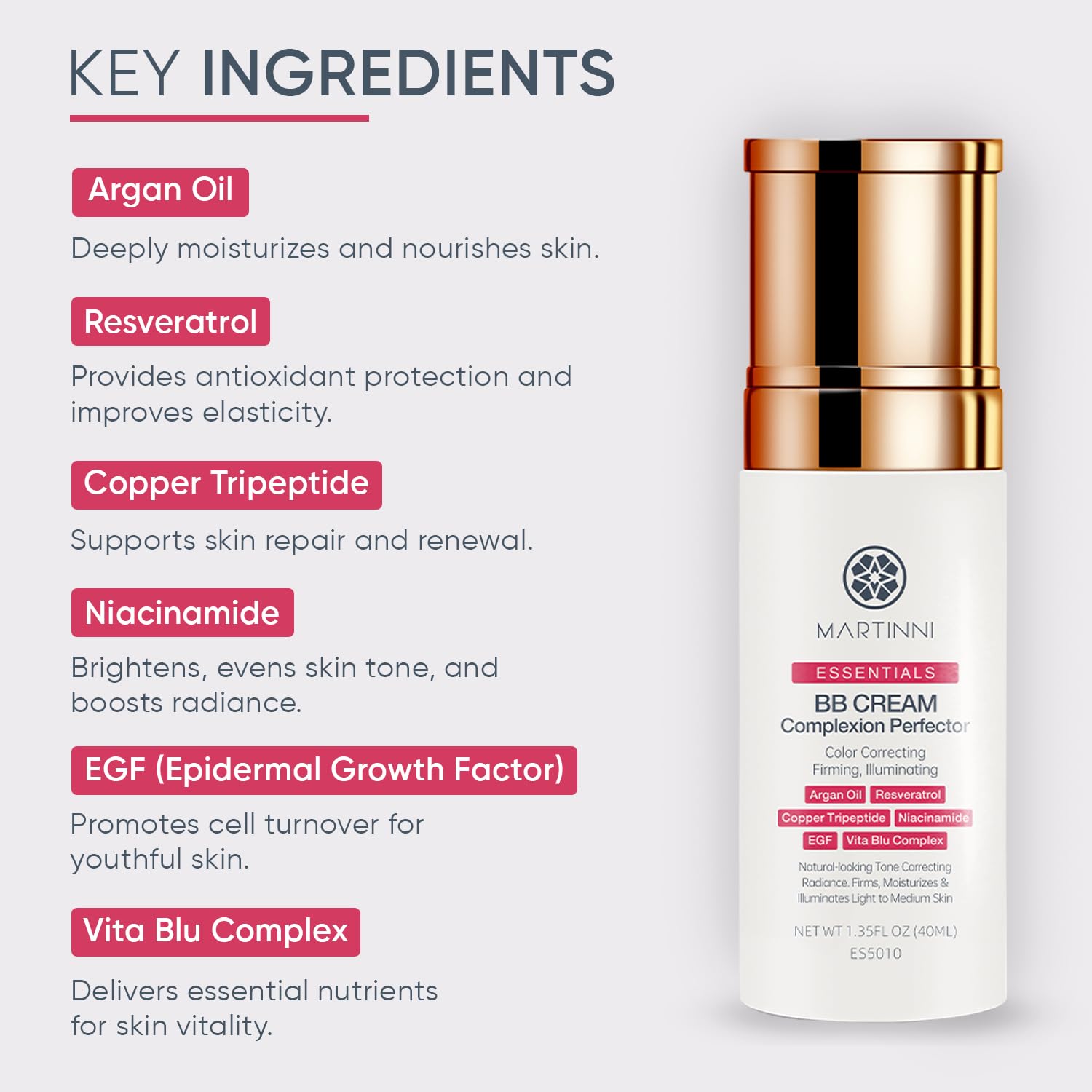 Martinni BB Cream bottle packaging showcasing sleek design for daily use.