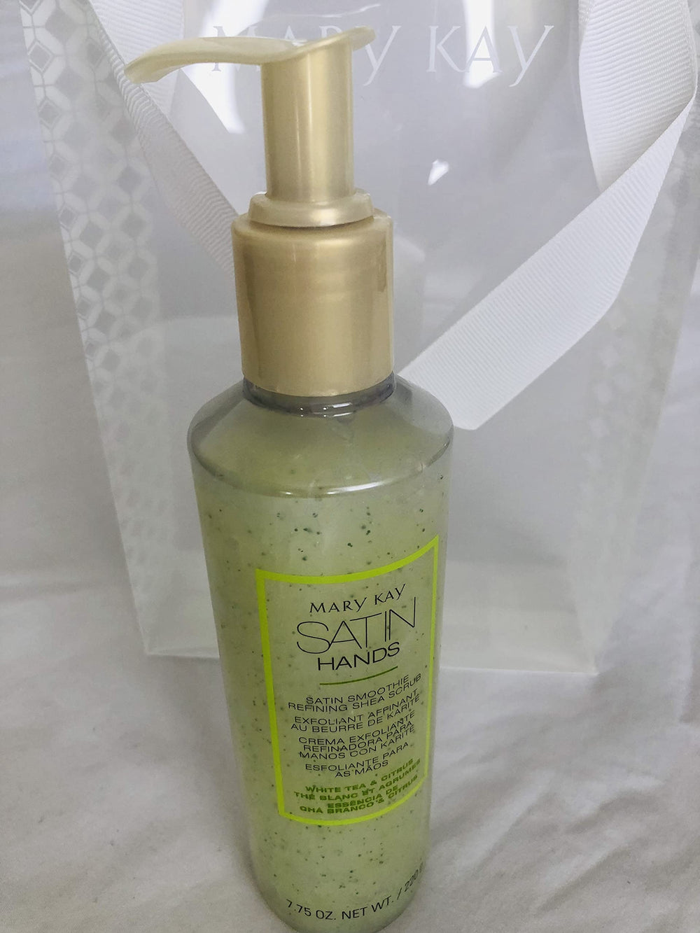 Mary Kay Satin Hands Pamering Set packaging shown on shelf communicates premium gift idea
