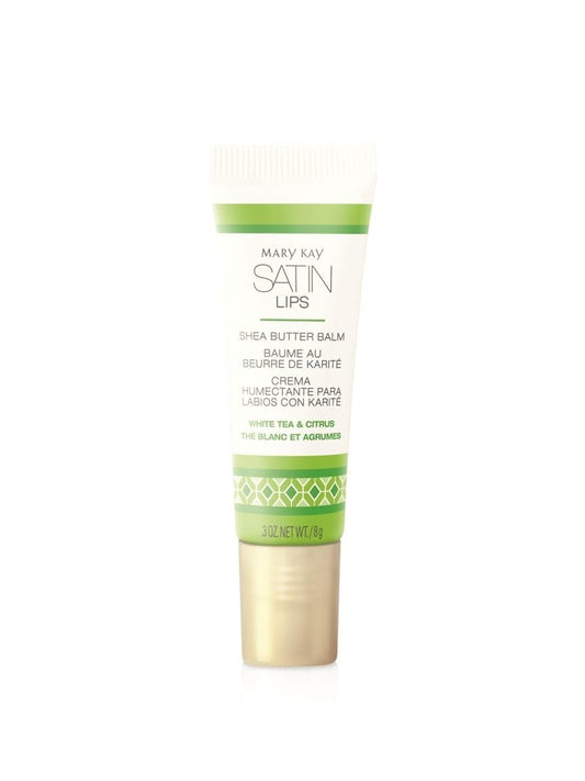Mary Kay Satin Lips balm with pink lid hydrates lips for everyday use.