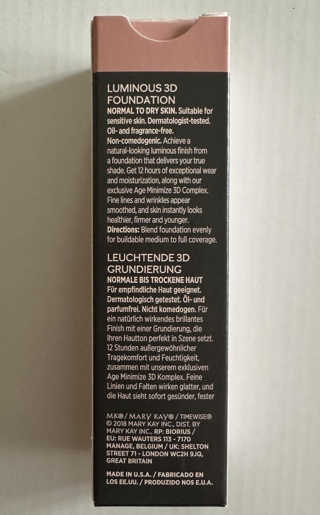 Pump-dispense action of Mary Kay TimeWise Luminous 3D Foundation enables controlled application.