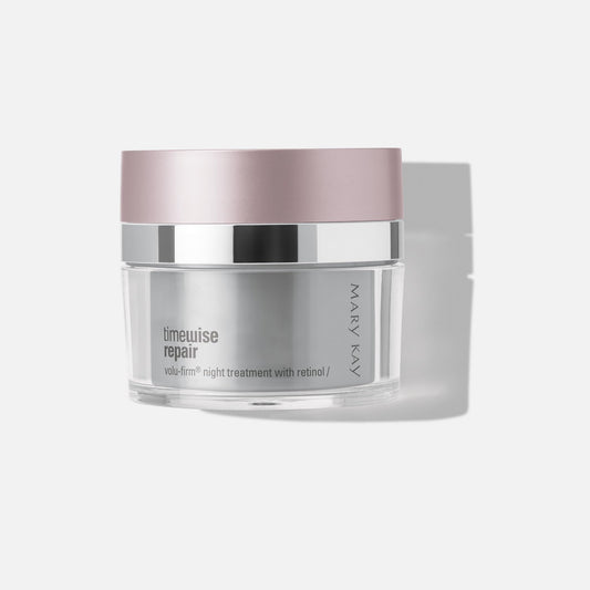 Mary Kay TimeWise Repair Volu-Firm Night Treatment jar supports overnight renewal for a firmer-looking complexion.
